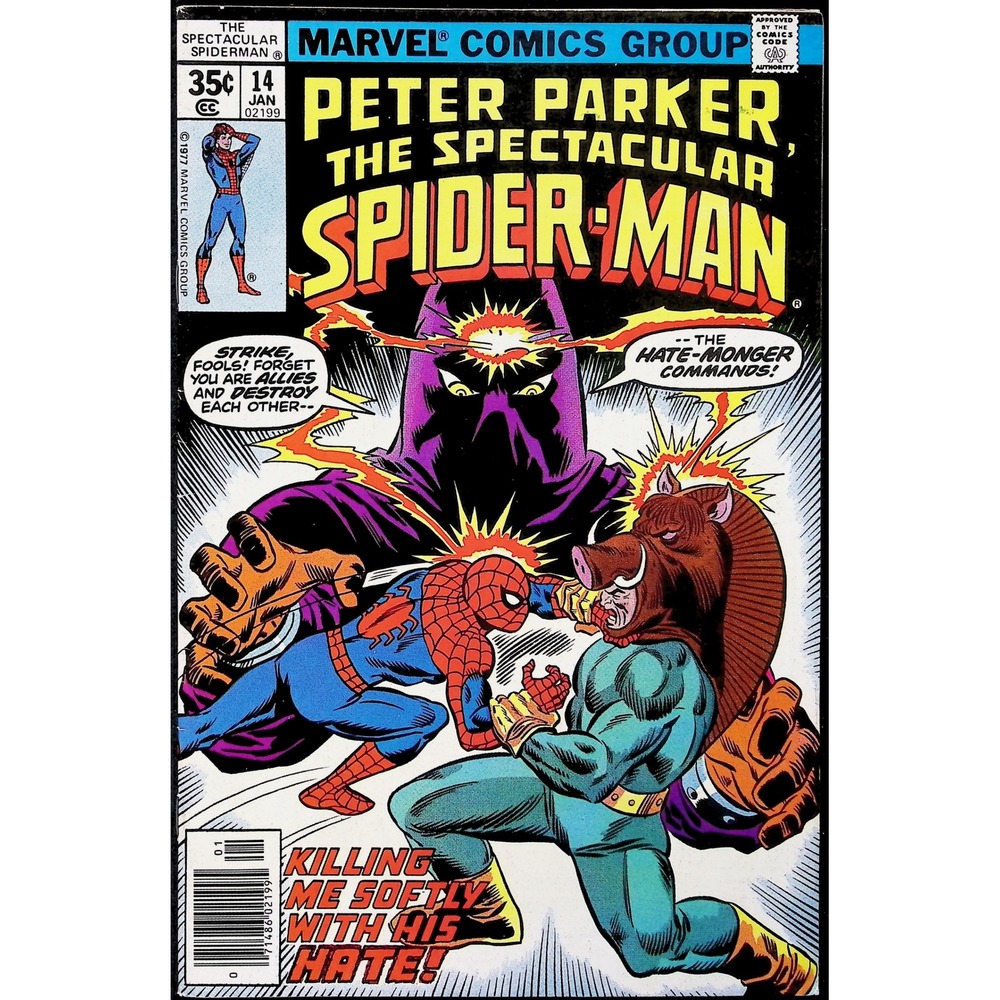Spectacular Spider-Man #14 Newsstand Marvel comic book Hate-Monger 1977